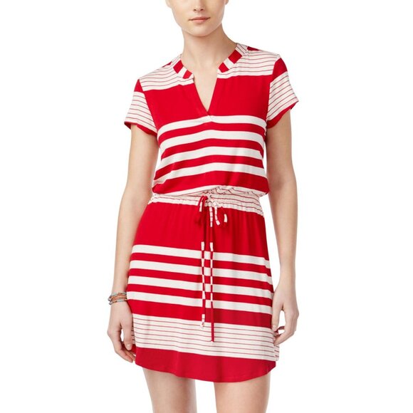 As U Wish Dresses & Skirts - NWT As U Wish Juniors Striped Drawstring T-Shirt Dress Red Stripe S